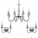 8 Bulb Ceiling Pendant Lamp & 2x Matching Twin Wall Light Chrome & Clear Glass Loops