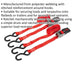 PAIR 25mm x 4m 800KG Slide Ratchet Tie Down Strap Set - Polyester Web & S-Hooks Loops