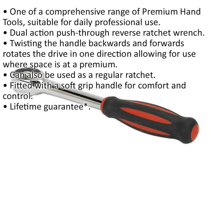 Ratchet Speed Wrench - 3/8 Inch Sq Drive - Dual Action Push-Through Reverse Loops