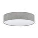 Flush Ceiling Light Colour White Shade Grey White Fabric Linen Bulb E27 3x60W Loops