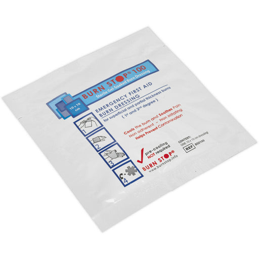 Burn Relief Dressing - 100mm x 100mm - Sterile Gel-Soaked First Aid Dressing Loops