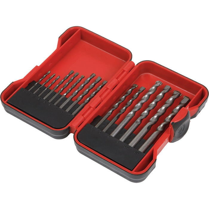 15 Piece Masonry Drill Bit Set  - Tungsten Steel Drills - Assorted Sizes Loops