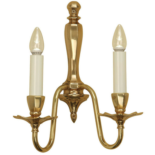 Luxury Traditional Twin Wall Light Solid Brass & Ivory Candelabra Dimmable Lamp Loops