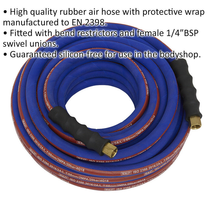 Extra Heavy Duty Air Hose with 1/4 Inch BSP Unions - 15 Metre Length - 8mm Bore Loops