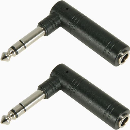 2x 6.35mm ¼" Stereo Jack Plug To Socket Right Angled Adapter Socket 90 Degrees Loops
