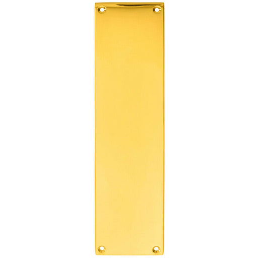 Plain Victorian Door Finger Plate 298 x 73mm Polished Brass Push Plate Loops
