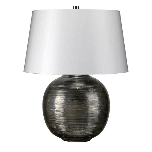 Table Lamp Textured Silver Glaze Silver Fabric Shade Finial Silver LED E27 60W Loops