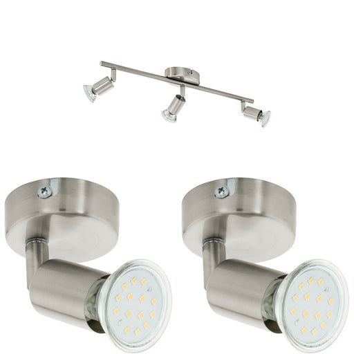 Ceiling Spot Light & 2x Matching Wall Lights Satin Nickel Adjustable Kitchen Loops