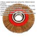 150 x 20mm Wire Brush Wheel - Brass Coated Steel - 32mm Bore - Bench Grinding Loops