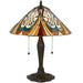 Tiffany Glass LED Table Lamp - French Style Design - Dark Bronze Finish - Medium Loops