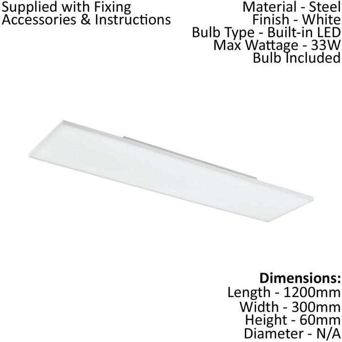 2 PACK Wall / Ceiling Light White 1200mm Slim Strip Panel 33W LED 4000K Loops