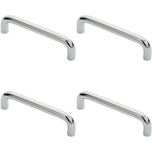 4x Round D Bar Cabinet Pull Handle 106 x 10mm 96mm Fixing Centres Chrome Loops