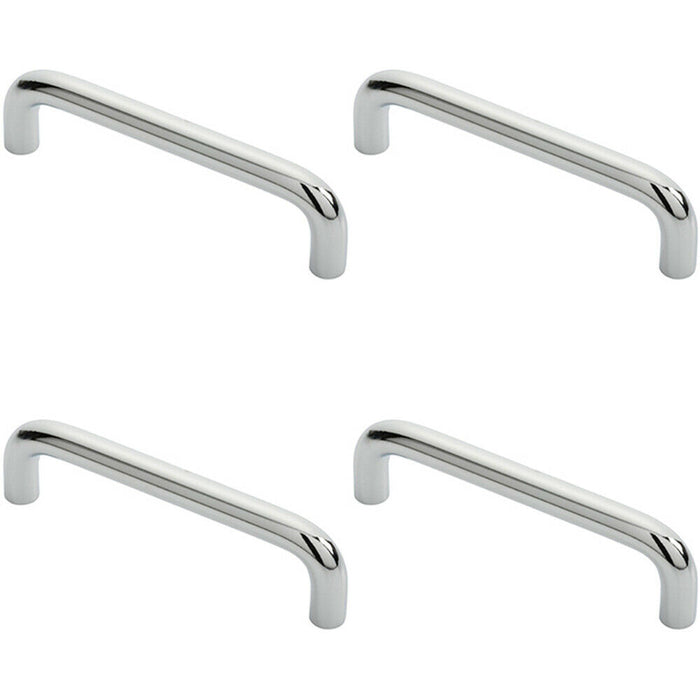 4x Round D Bar Cabinet Pull Handle 106 x 10mm 96mm Fixing Centres Chrome Loops
