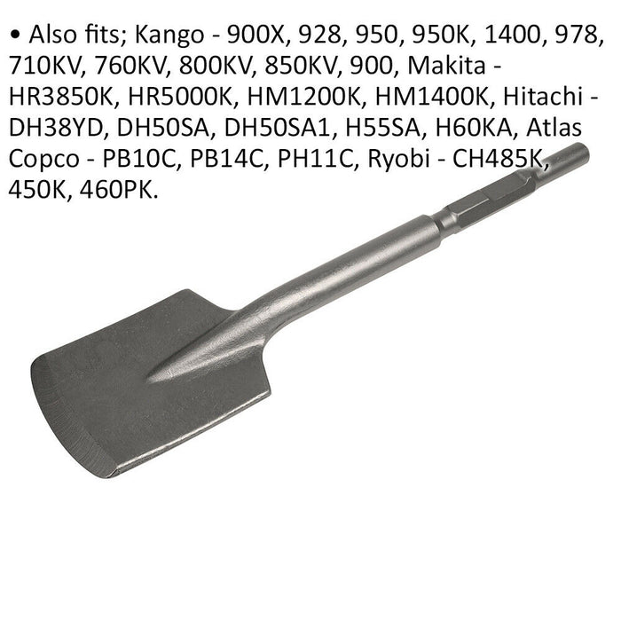 110 x 460mm Clay Breaker Spade Bit - Kango 900 - Impact Demolition Chisel Loops