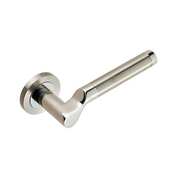 2x PAIR Cranked Round Bar Lever on Round Rose Concealed Fix Polished Satin Steel Loops