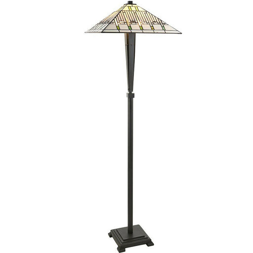1.7m Tiffany Floor Lamp Dark Bronze & Stained Glass Shade Free Standing i00024 Loops