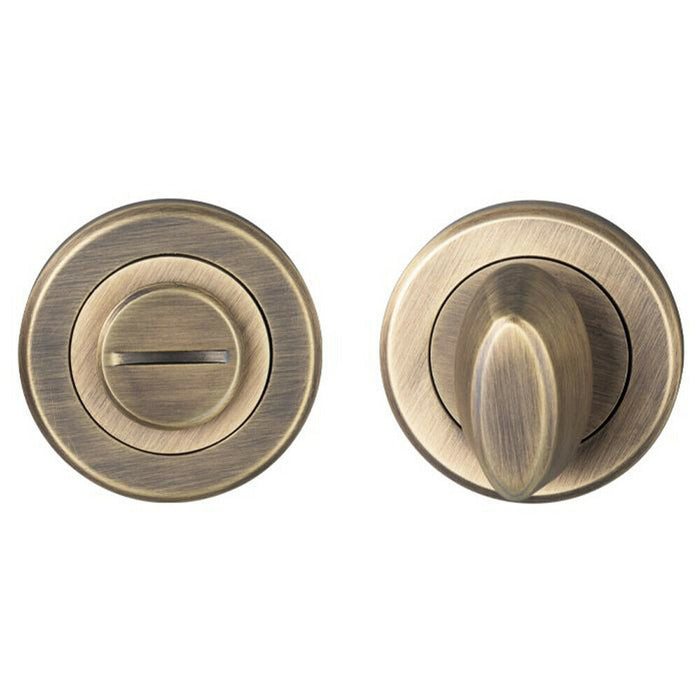 Thumbturn Lock and Release Handle Beveled Edge Concealed Fix Antique Brass Loops