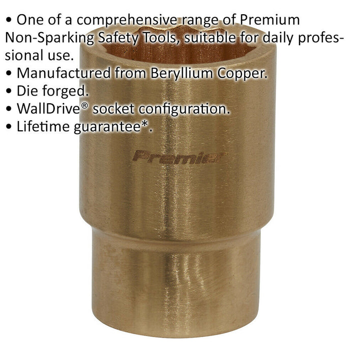 21mm Non-Sparking WallDrive Socket - 1/2" Square Drive - Beryllium Copper Loops