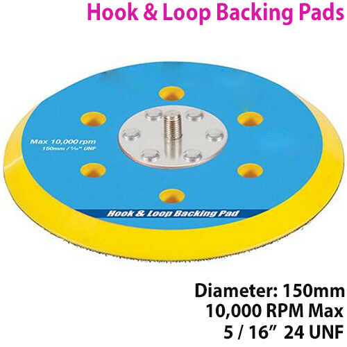 6" (150mm) Dual Action Hook & Loop Backing Pad Orbital Sanding/Polish Disc Plate Loops
