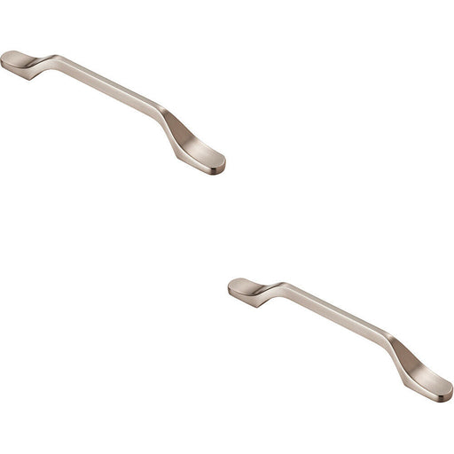 2x Straight Slimline Cupboard Pull Handle 160mm Fixing Centres Satin Nickel Loops