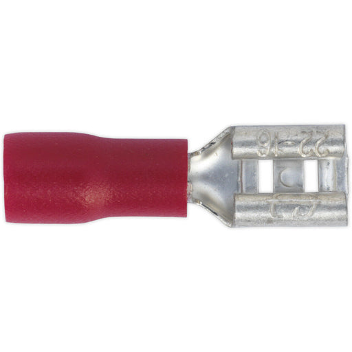 100 PACK 4.8mm Push-On Female Terminal - Suitable for 22 to 18 AWG Cable - Red Loops