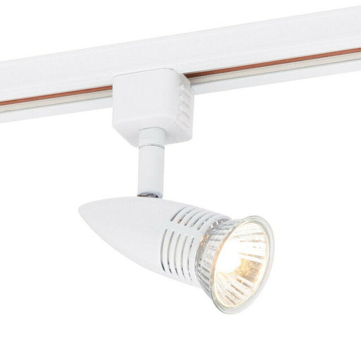 Adjustable Ceiling Track Spotlight Gloss White Single 7W GU10 Lamp Downlight Loops