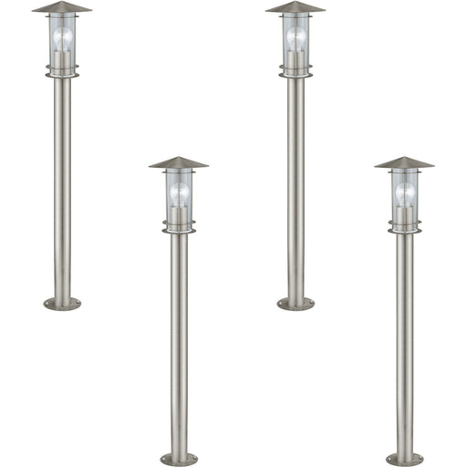4 PACK IP44 Outdoor Bollard Light Stainless Steel 1000mm 60W E27 Driveway Post Loops