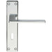 Flat Straight Lever on Lock Backplate Door Handle 180 x 40mm Polished Chrome Loops