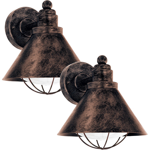 2 PACK IP44 Outdoor Wall Light Antique Copper Shade Porch Lamp 1x 40W E27 Loops