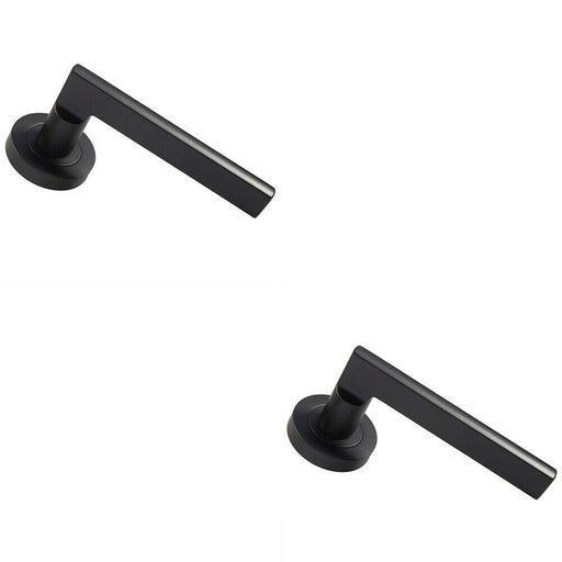 2x PAIR Straight Plinth Mounted Handle on Round Rose Concealed Fix Matt Black Loops