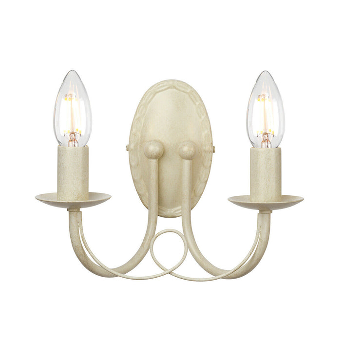 Twin Wall Light Sconce Looped Metal Drapes Double Ivory Gold LED E14 60W Bulb Loops