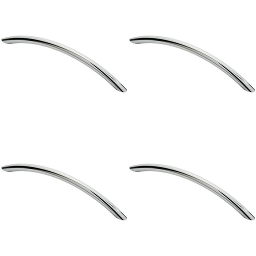 4x Curved Bow Cabinet Pull Handle 190 x 10mm 160mm Fixing Centres Chrome Loops