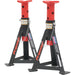 PAIR 3 Tonne Heavy Duty Axle Stands - 290mm to 435mm Adjustable Height - Red Loops