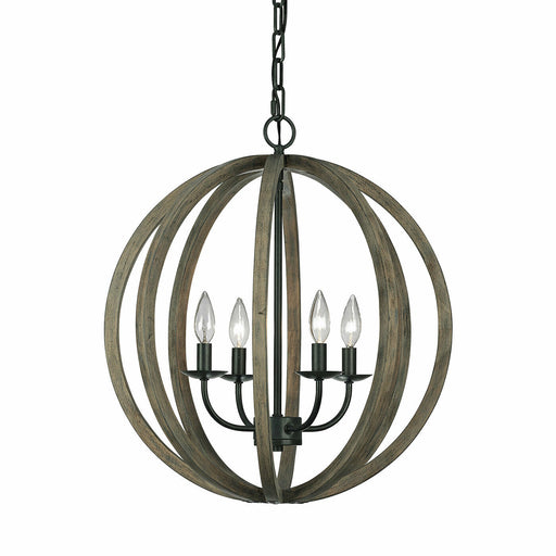 Ceiling Pendant Light Fitting Weather Oak Wood Antique Forged Iron LED E14 60W Loops