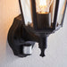 2 PACK IP44 Outdoor PIR Light Matt Black & Glass Traditional Wall Lantern Motion Loops