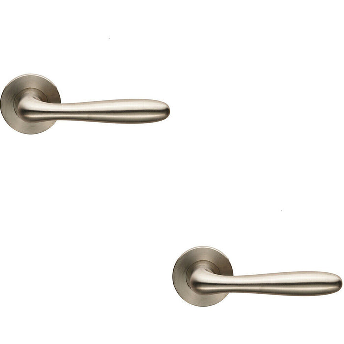 2x PAIR Smooth Rounded Bar Handle on Slim Round Rose Concealed Fix Satin Steel Loops