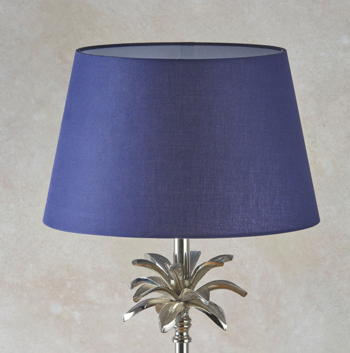 Table Lamp Polished Nickel Plate & Navy Cotton 60W E27 GLS Base & Shade Loops