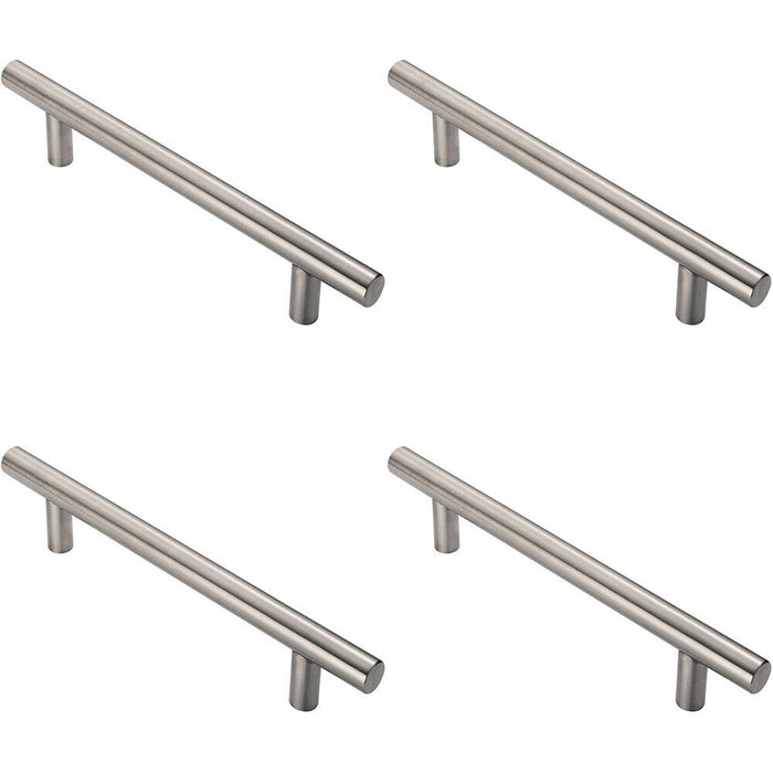 4x Straight T Bar Pull Handle 775 x 30mm 600mm Fixing Centres Satin Steel Loops