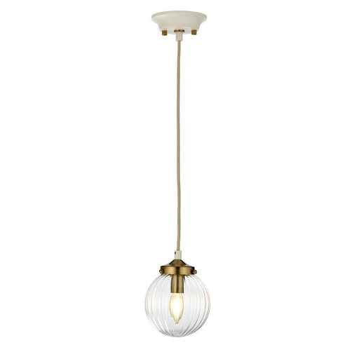 1 Bulb Ceiling Pendant Cream Painted Aged Brass Finish Plated LED E14 60W Loops