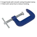 50mm Heavy Duty Forged G-Clamp - 25mm Throat - Threaded Screw Clamp Swivel Tip Loops