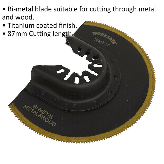 87mm Bi-Metal Multi-Tool Blade - Titanium Coated - Cuts Through Wood & Metal Loops