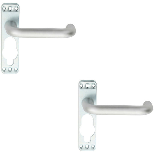 2x PAIR Safety Lever on Inner Backplate 152mm Door Handle Satin Aluminium Loops