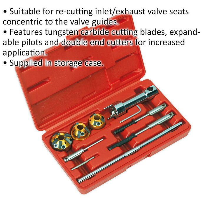 10 Piece Valve Seat Cutter Set - Tungsten Carbide Cutting Blades - Storage Case Loops