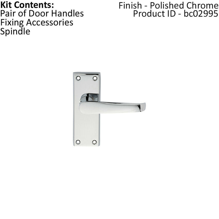 PAIR Straight Handle on Short Latch Backplate 118 x 42mm Polished Chrome Loops