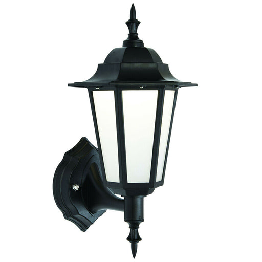 IP44 Outdoor Wall Light Traditional Lantern Black Rust Proof 7W Cool White LED Loops