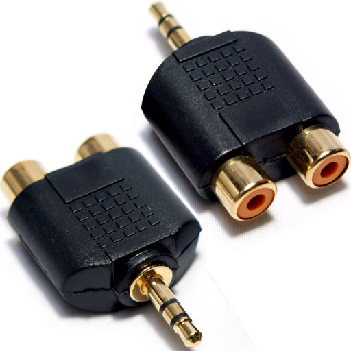 3.5mm Jack Plug to 2 RCA PHONO Adapter Phone TV AMP Male Audio AUX Converter PC Loops