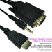 1.8m HDMI to VGA & 3.5mm Monitor Converter Cable Male PC TV Audio Video Adapter Loops