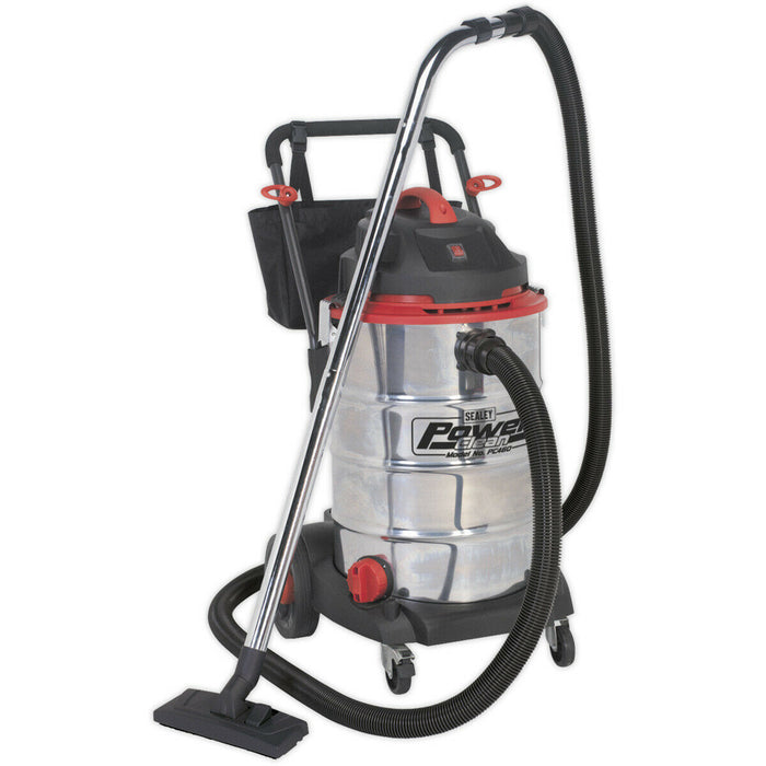 1600W Industrial Wet & Dry Vacuum Cleaner - 60L Stainless Steel Drum - 230V Loops