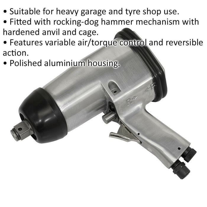 Heavy Duty Air Impact Wrench - 3/4 Inch Sq Drive - Variable Air & Torque Control Loops