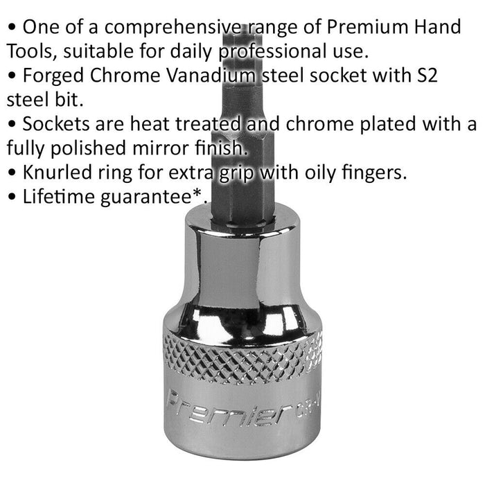 4mm Forged Hex Socket Bit - 3/8" Square Drive - Chrome Vanadium Wrench Socket Loops